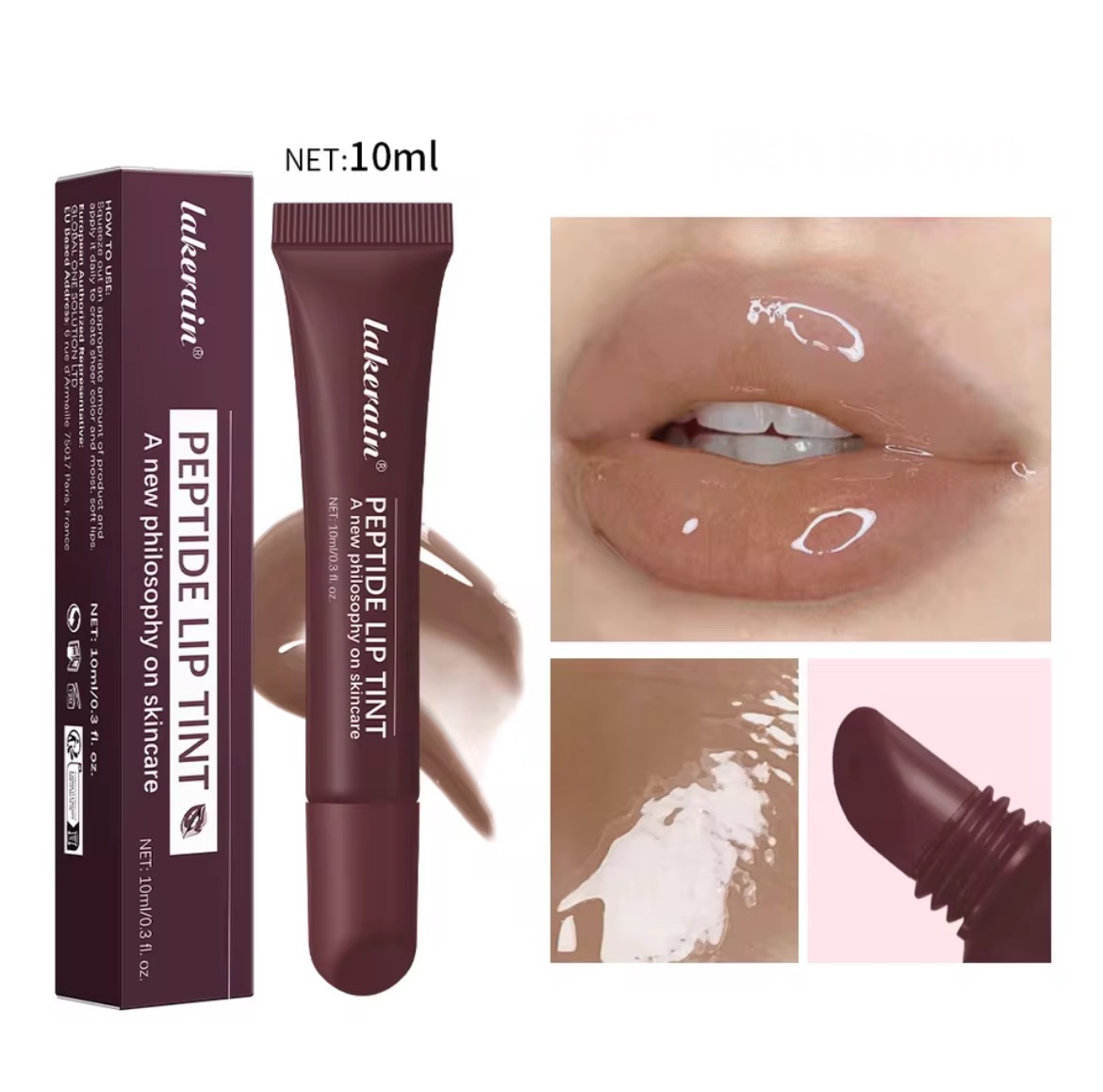 10ml  Lakerain Rich Brown Lip Gloss