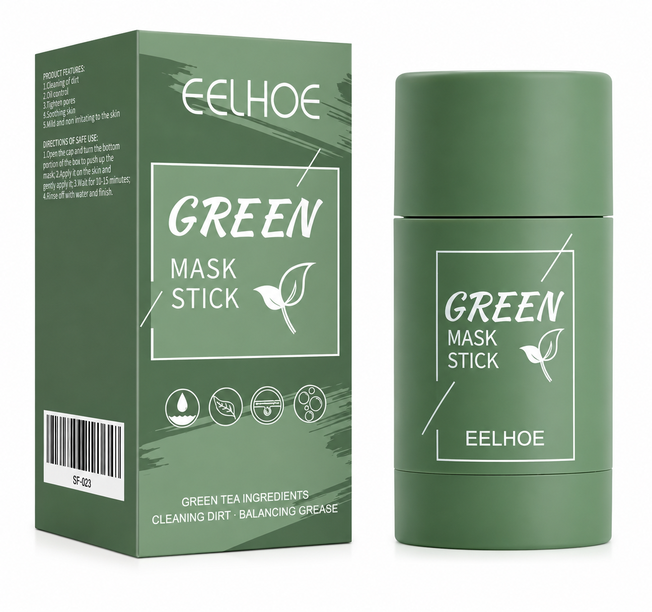 40g Green Tea Solid Mask Stick – Blackhead Removal & Pore Cleansing